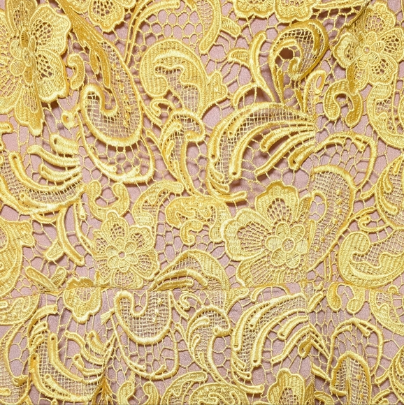 NWT Dress The Population Claudette Crochet Lace Sheath Dress in Yellow - Picture 7 of 16